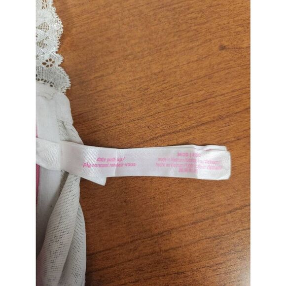 PINK 36DD white with silver shimmer, date push-up lace racerback bra - Picture 7 of 7